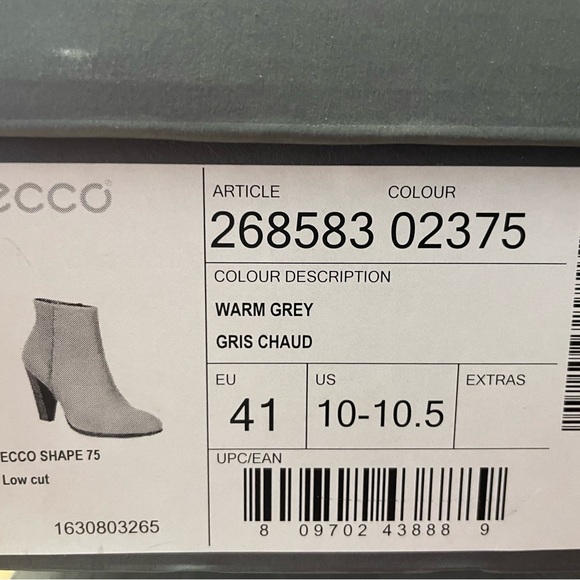 Ecco warm grey leather bootie, 2.5 in heel, 41EUR, 10-10.5 US - Picture 6 of 6